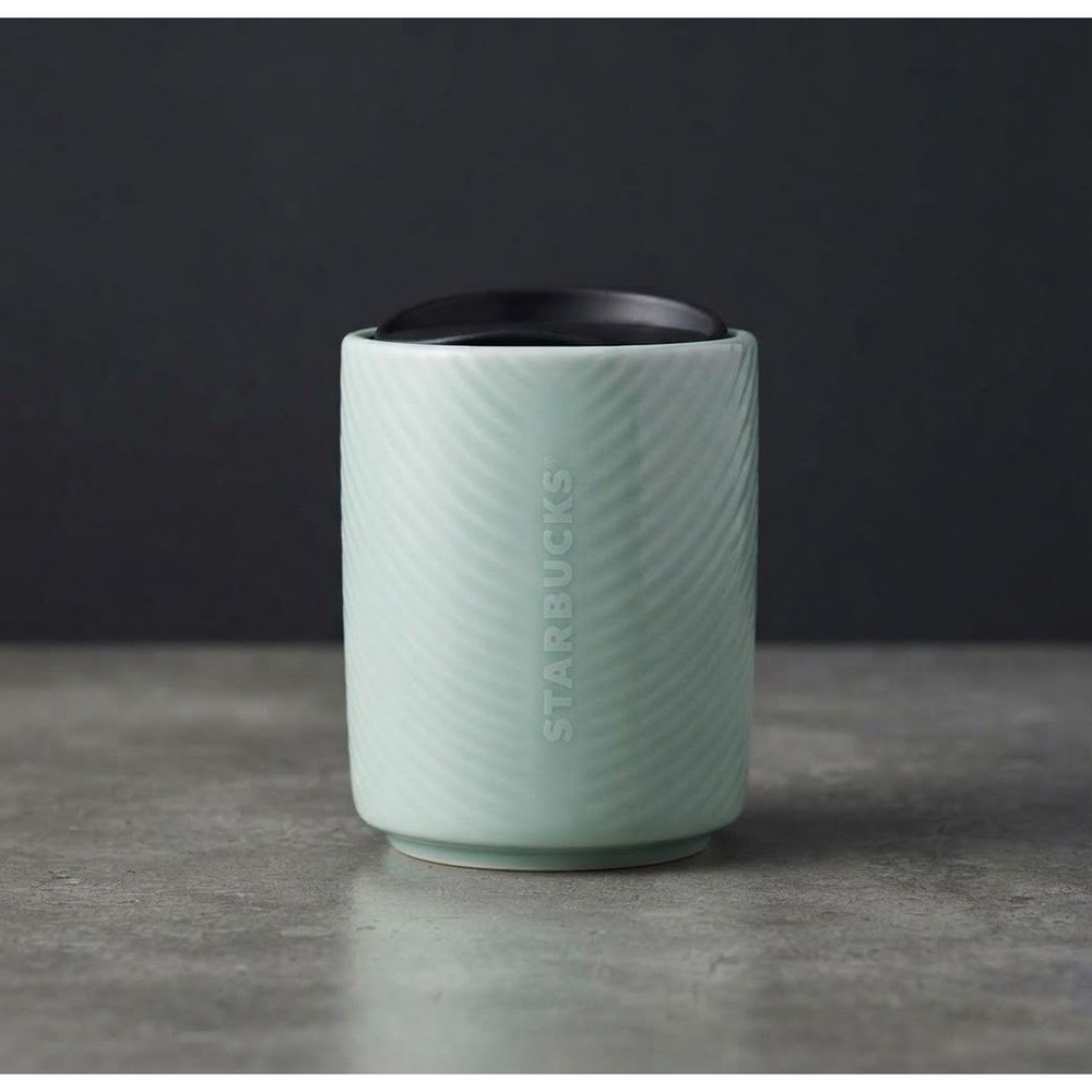Starbucks Mint Green Pearlescent Ribbed Ceramic Travel Mug